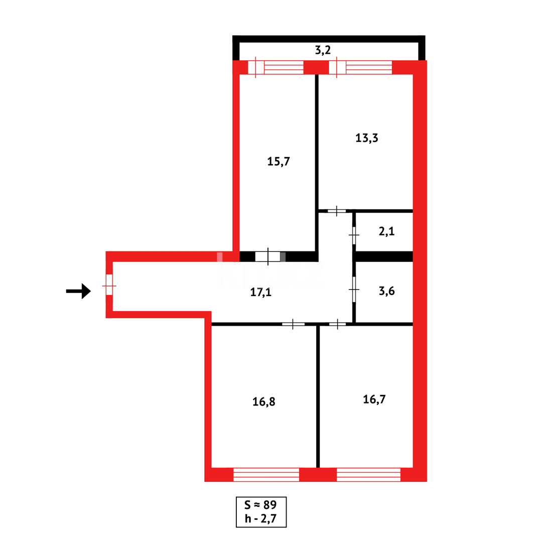 Продажа 3-комнатной квартиры, 88 м², ул. Академическая в Караганде - фото 16
