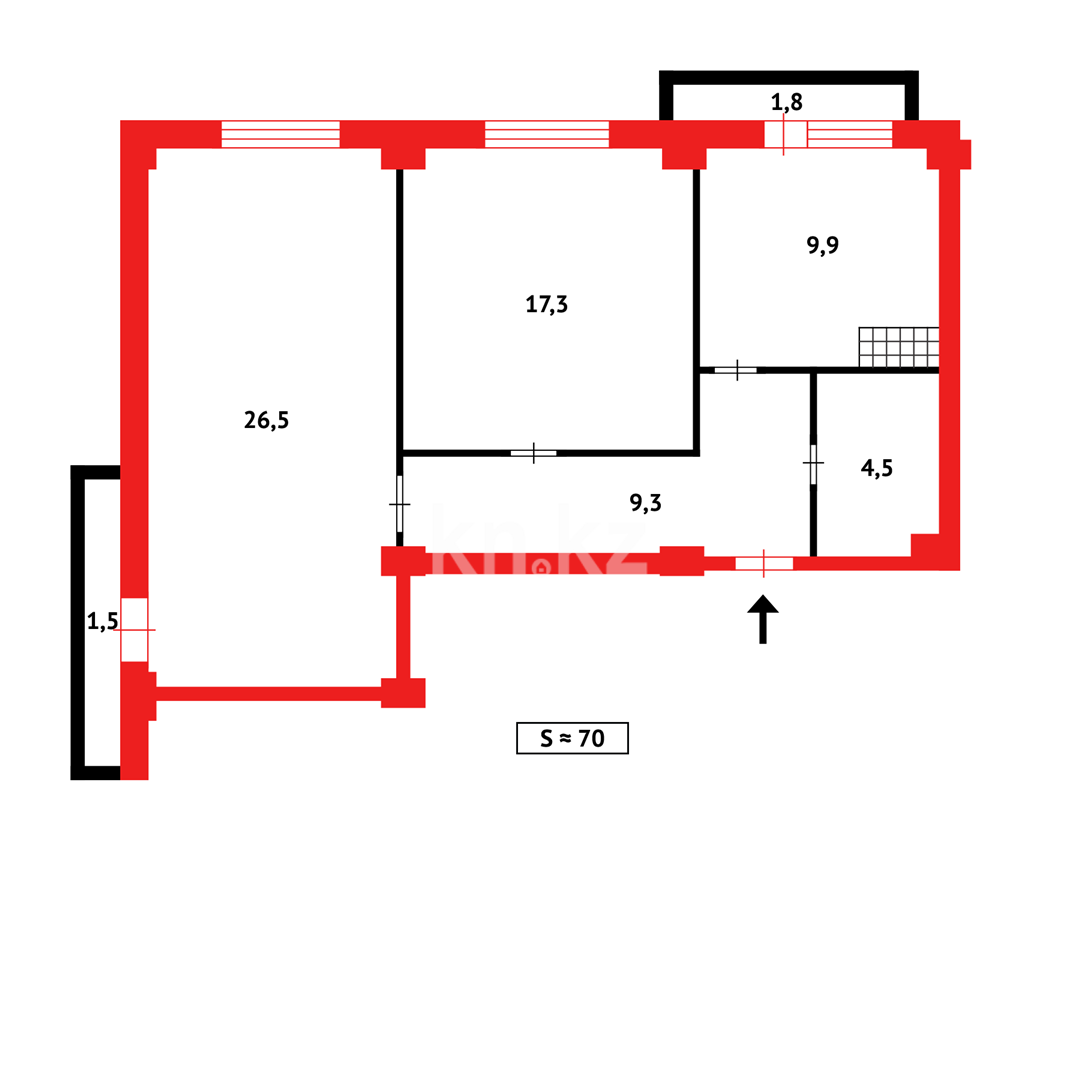 Продажа 2-комнатной квартиры, 70 м², ул. Ашимова, дом  26 в Караганде - фото 11