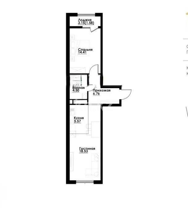 Продажа 2-комнатной квартиры, 51.35 м² в Алматы
