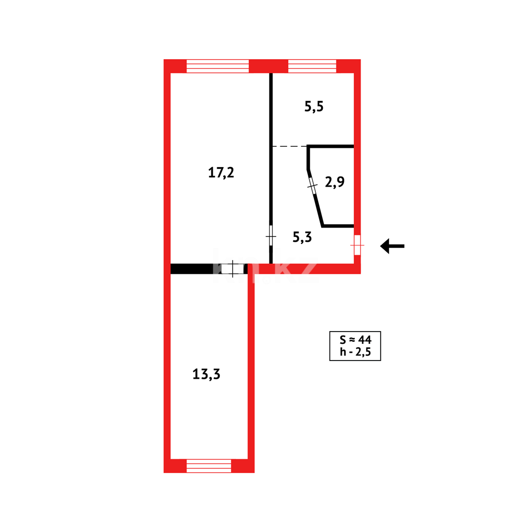 Продажа 2-комнатной квартиры, 44 м², ул. Локомотивная, дом  139а в Караганде - фото 7