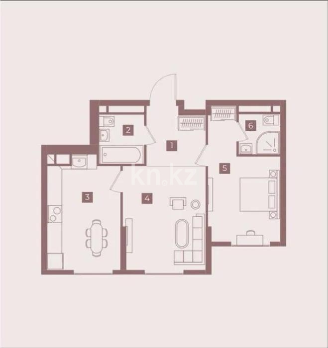 Продажа 2-комнатной квартиры, 58 м² в Алматы