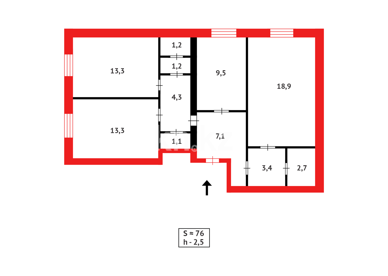 Продажа 3-комнатной квартиры, 76 м² в Караганде - фото 8