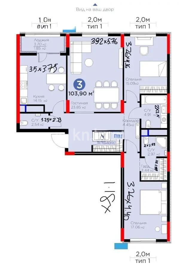 Продажа 3-комнатной квартиры, 104 м² в Астане