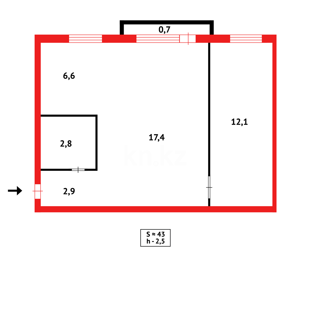 Продажа 2-комнатной квартиры, 43 м², ул. Зелинского в Караганде - фото 12