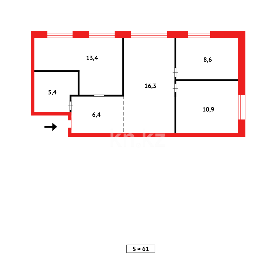 Продажа 3-комнатной квартиры, 62 м², пр. Абая в Астане - фото 12