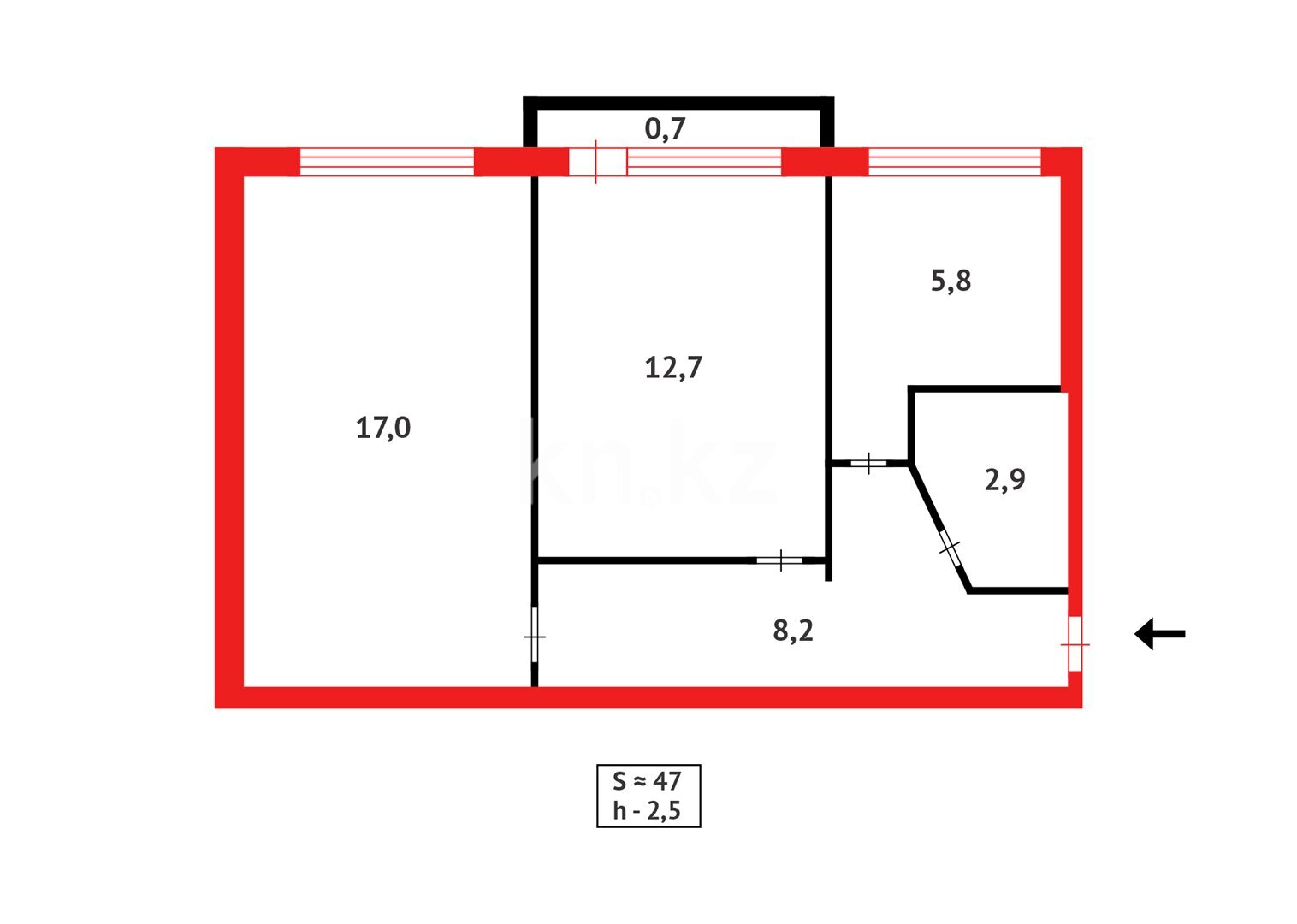 Продажа 2-комнатной квартиры, 47 м² в Караганде - фото 16