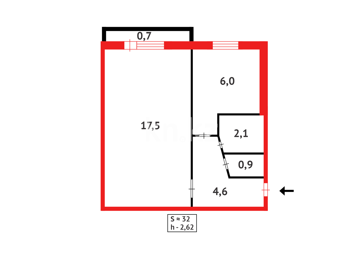 Продажа 1-комнатной квартиры, 30 м², мкр-н 19 в Караганде - фото 7
