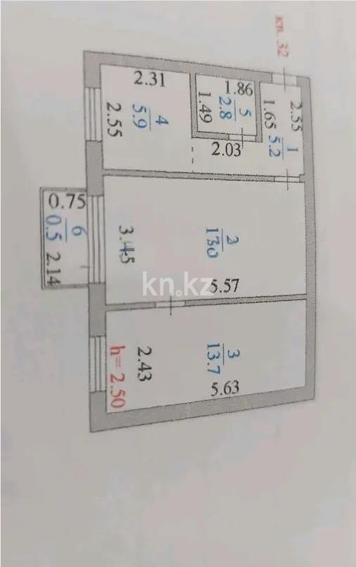 Продажа 2-комнатной квартиры, 45 м² в Астане