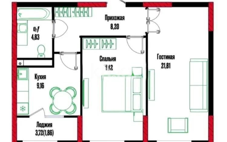 Продажа 2-комнатной квартиры, 65 м² в Астане