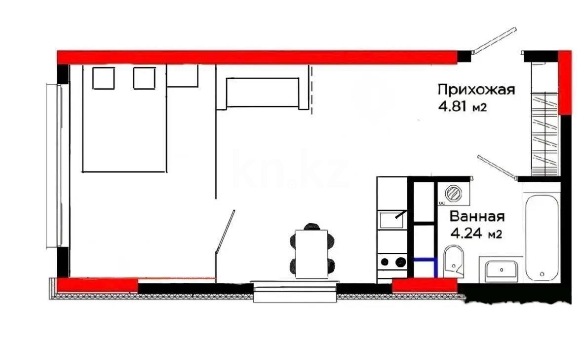 Продажа 1-комнатной квартиры, 33 м², ул. Толе би, дом  28/1 в Астане