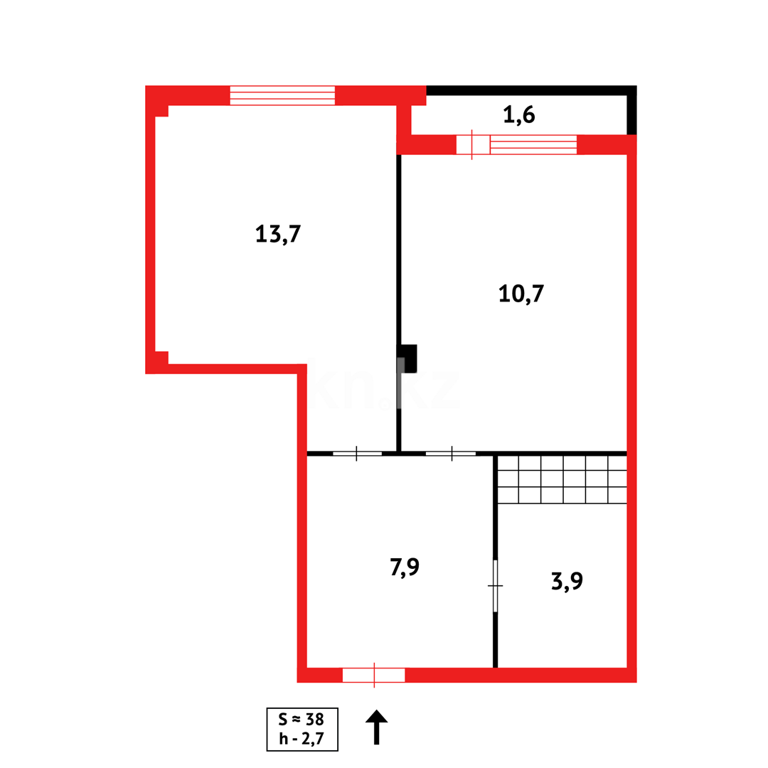 Продажа 1-комнатной квартиры, 41 м², мкр-н Мамраева (Восток-5) в Караганде - фото 13