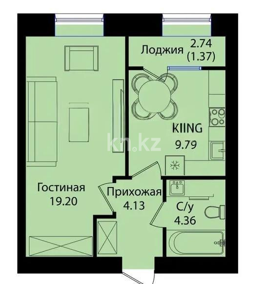 Продажа 1-комнатной квартиры, 39 м², ул. Е-15, дом  16 в Астане