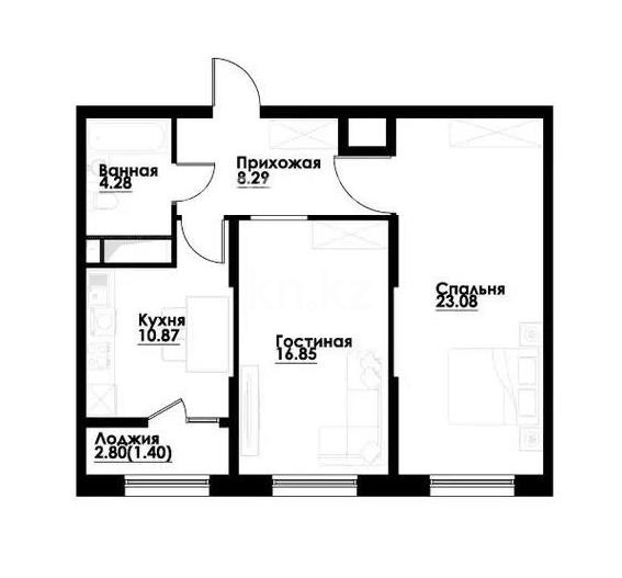 Продажа 2-комнатной квартиры, 64.7 м² в Алматы