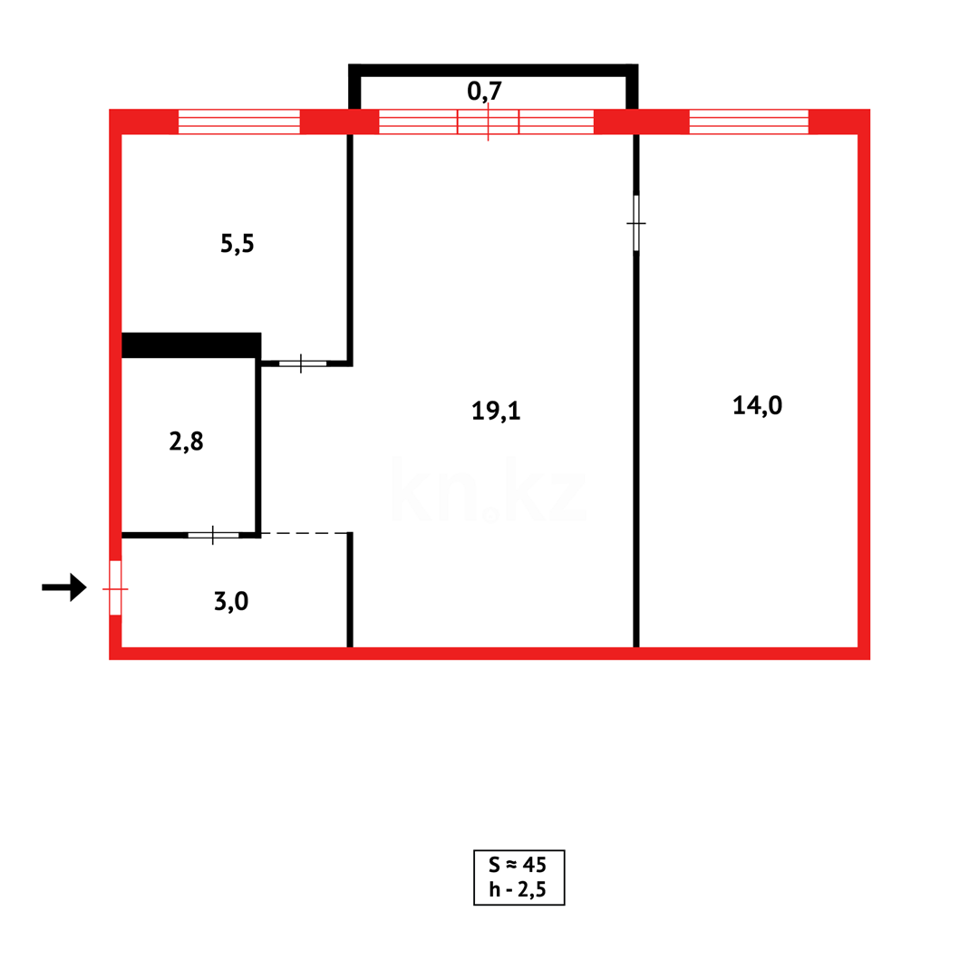 Продажа 2-комнатной квартиры, 45 м² в Караганде - фото 4