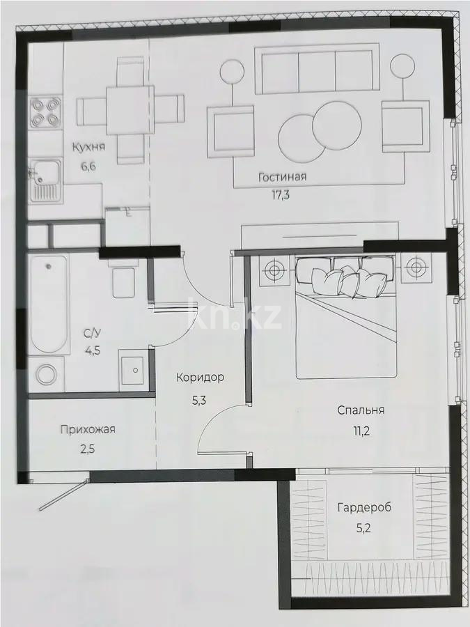 Продажа 2-комнатной квартиры, 60 м² в Алматы