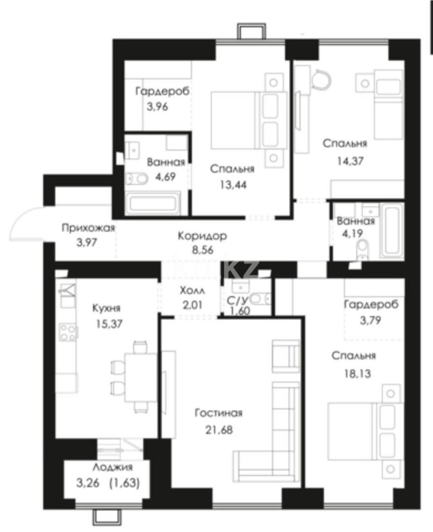 Продажа 4-комнатной квартиры, 118 м² в Астане - фото 26
