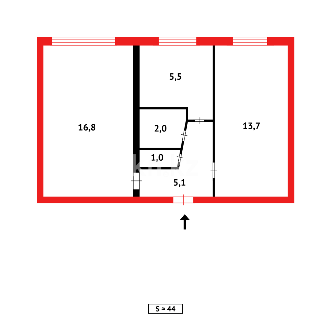 Продажа 2-комнатной квартиры, 44 м², ул. Жекибаева, дом  142 в Караганде - фото 8