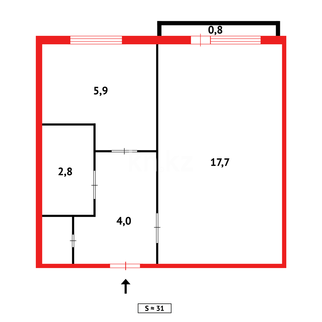 Продажа 1-комнатной квартиры, 33 м² в Темиртау - фото 7