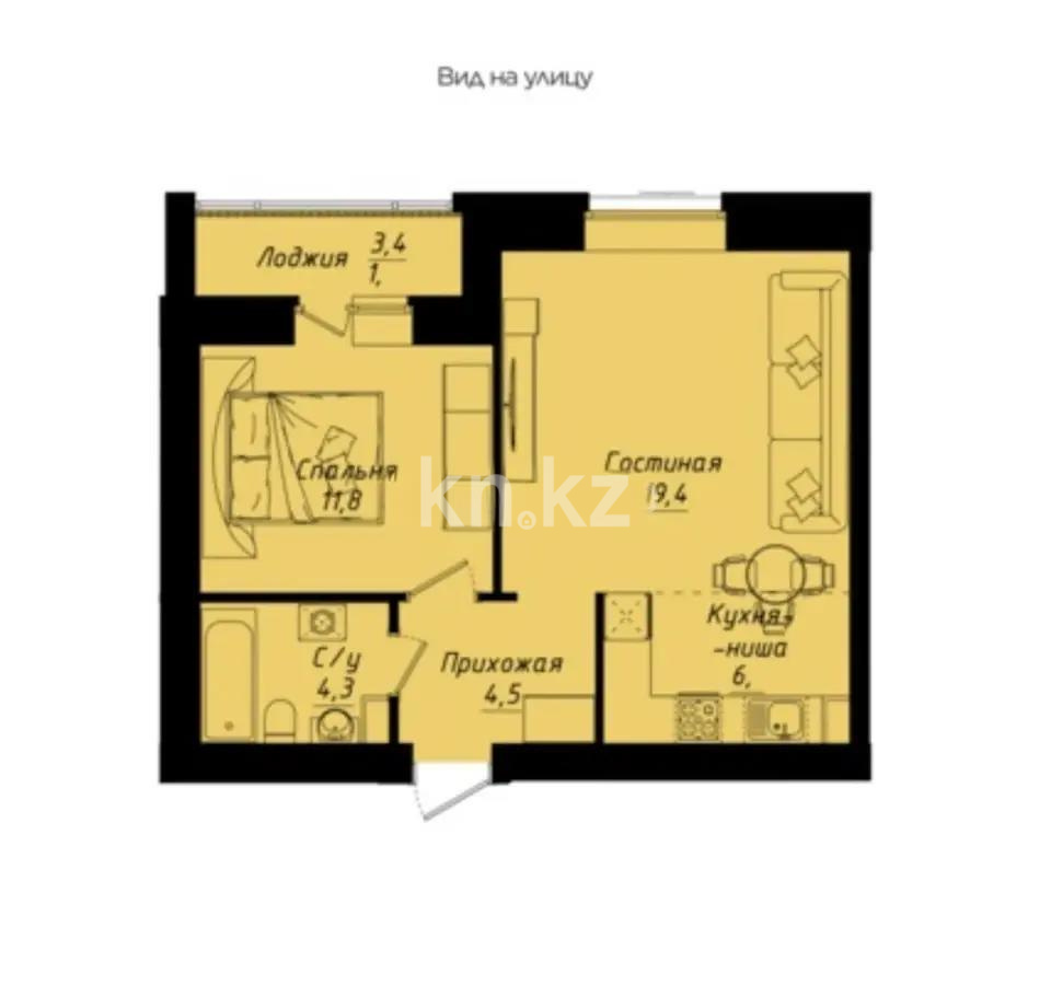 Продажа 2-комнатной квартиры, 48 м², ул. Толе би, дом  1 стр в Астане