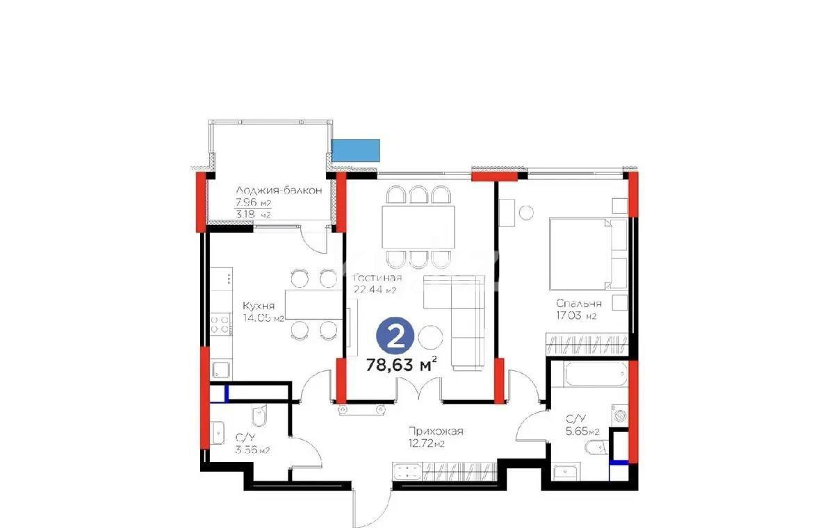 Продажа 2-комнатной квартиры, 80 м² в Астане