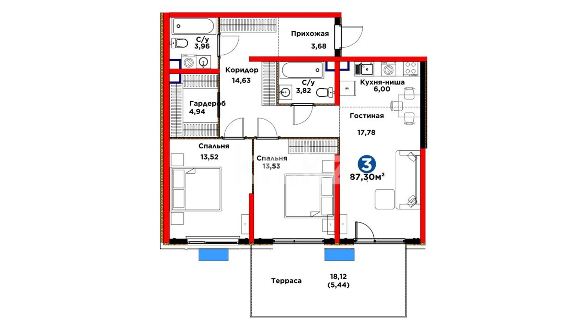 ЖК Dream City. Eco, 3-комнатная, цена 66 176 757 ₸, 575 100 ₸&nbsp;/&nbsp;м²