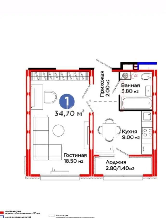 Продажа 1-комнатной квартиры, 34.7 м², ул. С-902, дом  8 в Астане - фото 3