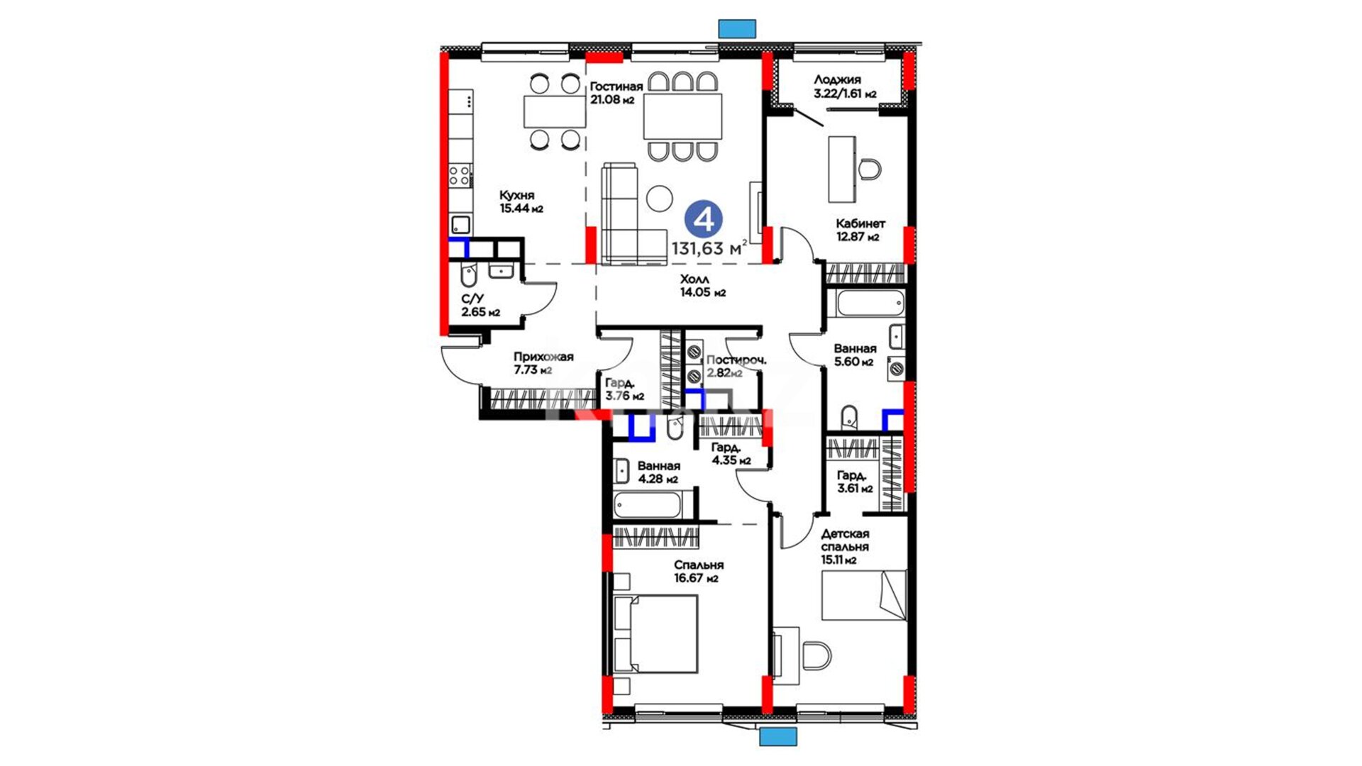 ЖК MOD Ultra, 4-комнатная, цена 112 543 650 ₸, 855 000 ₸&nbsp;/&nbsp;м²