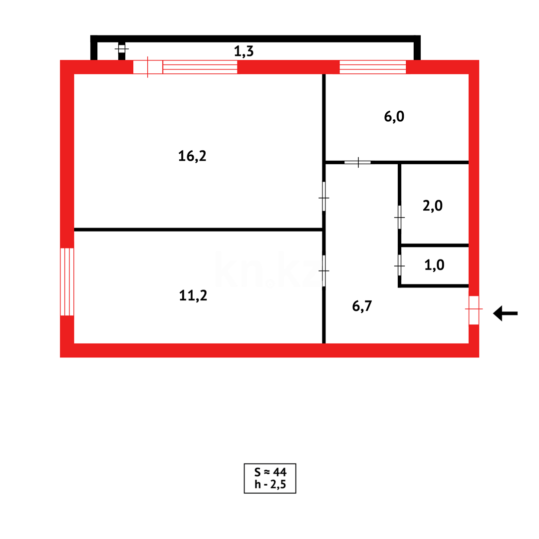 Продажа 2-комнатной квартиры, 42 м², ул. Алиханова в Караганде - фото 16