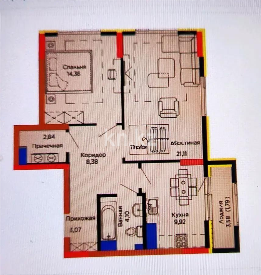 Продажа 2-комнатной квартиры, 65 м², пр. Тауелсыздык, дом  23/1 в Астане