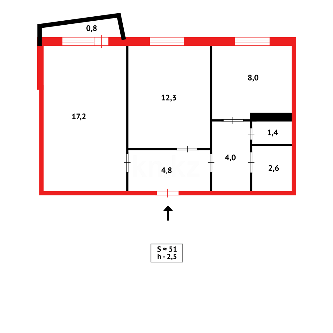 Продажа 2-комнатной квартиры, 54 м² в Темиртау - фото 15