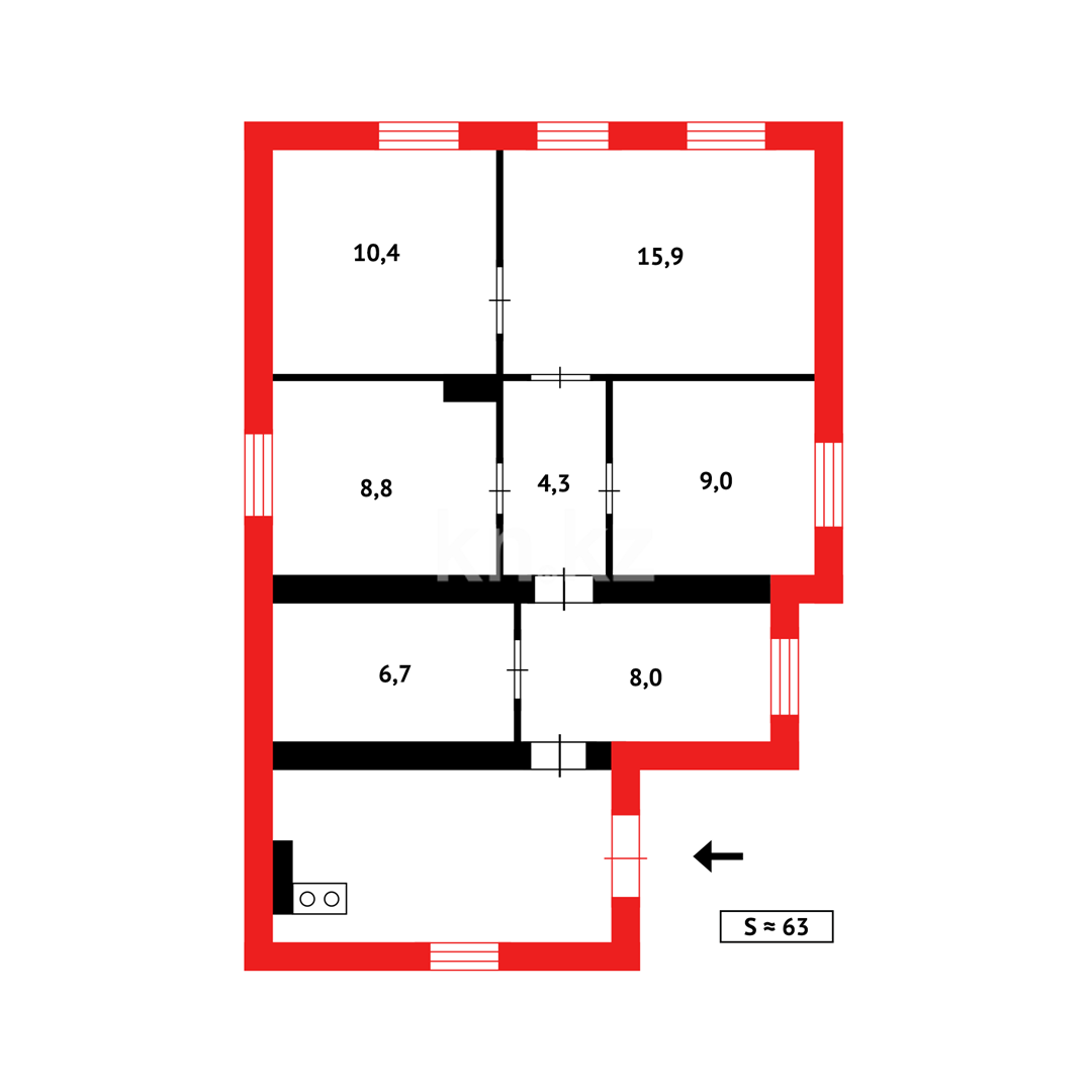 Продажа 4-комнатного дома, 64.1 м², ул. Гастелло в Темиртау - фото 16