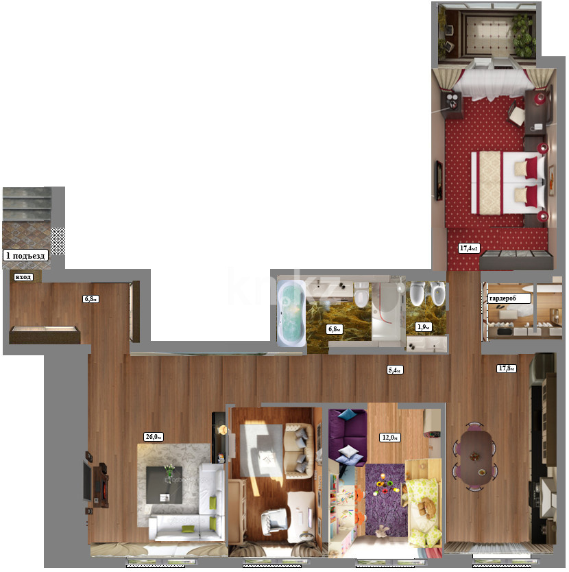 Продажа 4-комнатной квартиры, 109 м² в Караганде - фото 5