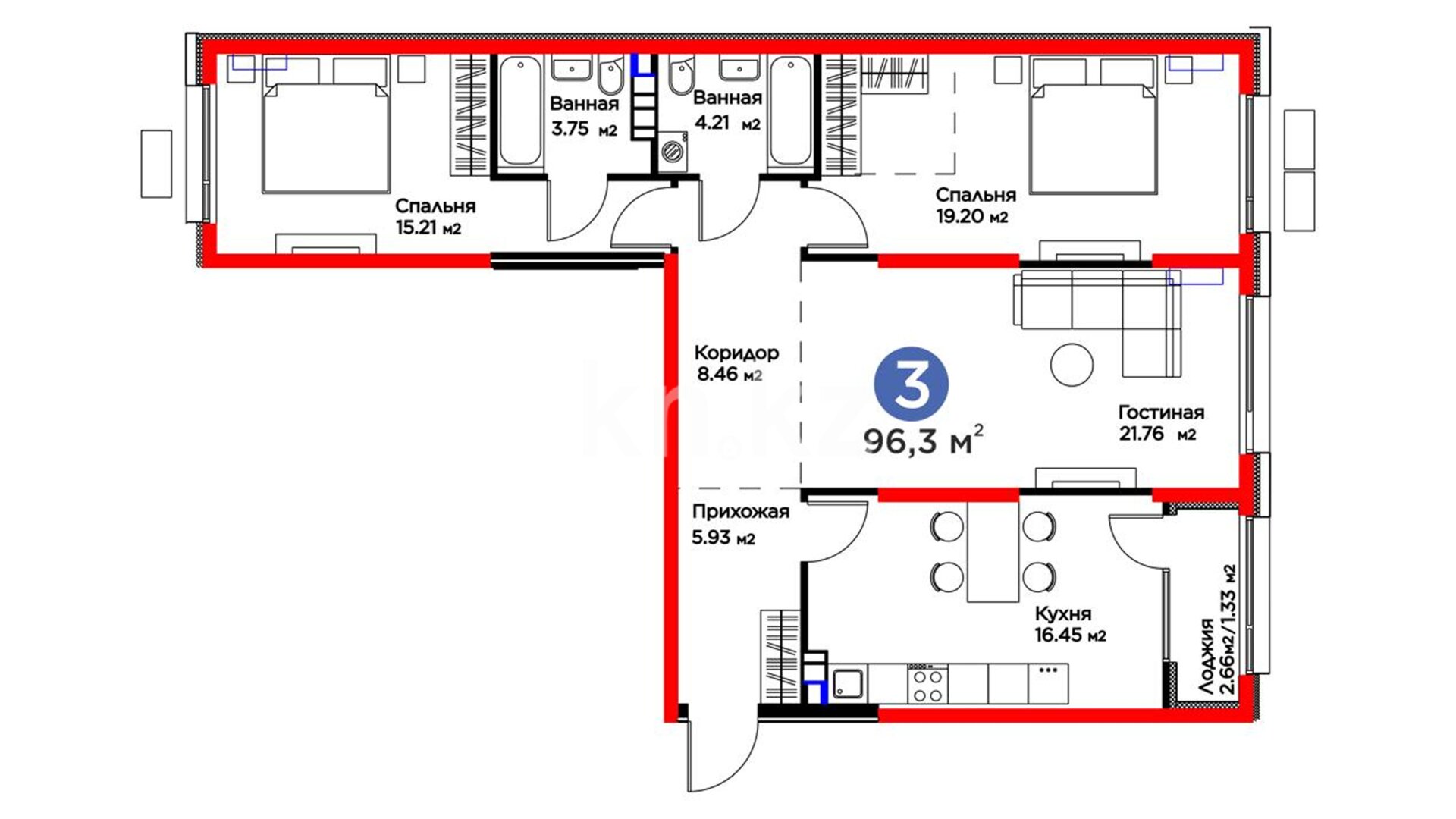 ЖК Arena City. Balance B, 3-комнатная, цена 67 410 000 ₸, 700 000 ₸&nbsp;/&nbsp;м²