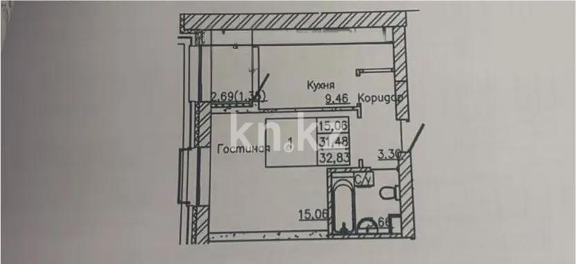 Продажа 1-комнатной квартиры, 33 м² в Астане