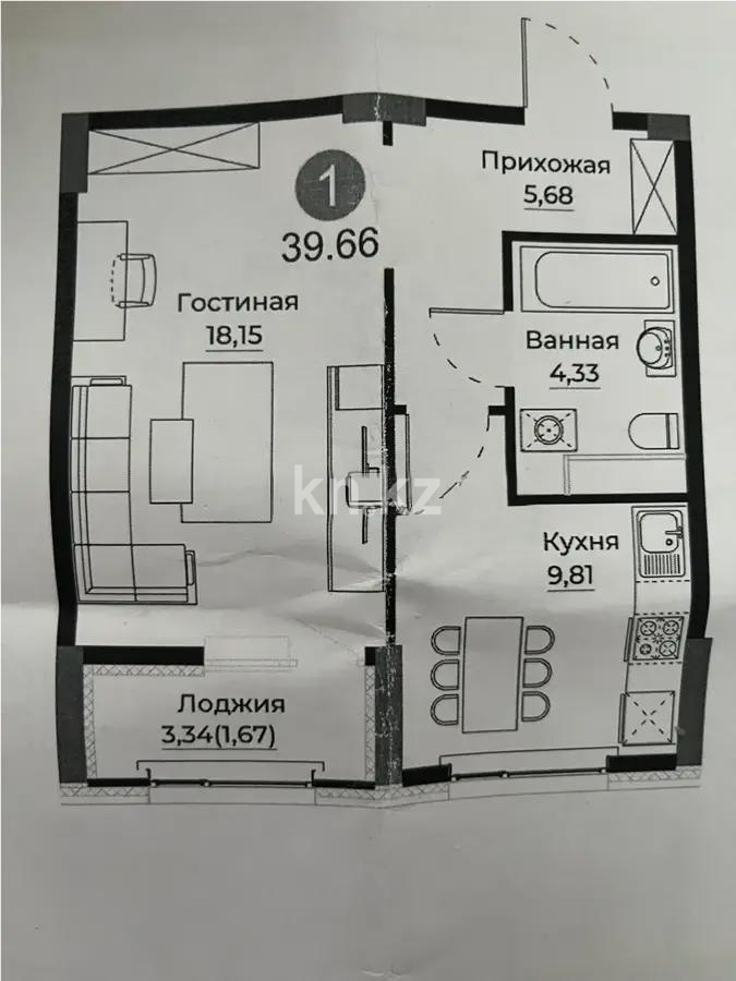 Продажа 1-комнатной квартиры, 40 м², ул. Е-429, дом  26 в Астане