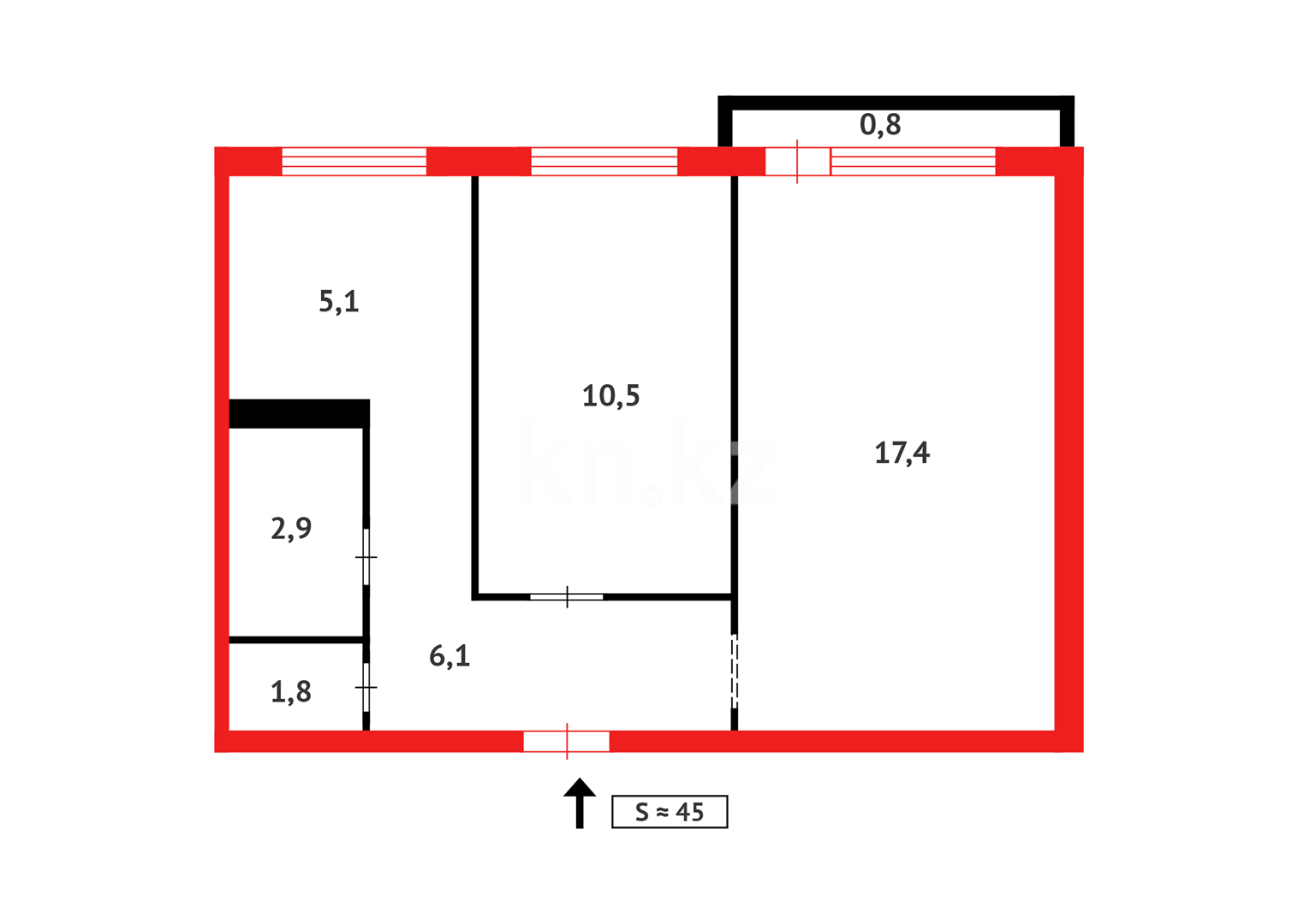 Продажа 2-комнатной квартиры, 44 м² в Темиртау - фото 11