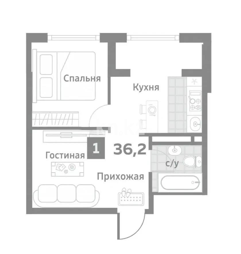 Продажа 1-комнатной квартиры, 37.9 м² в Алматы