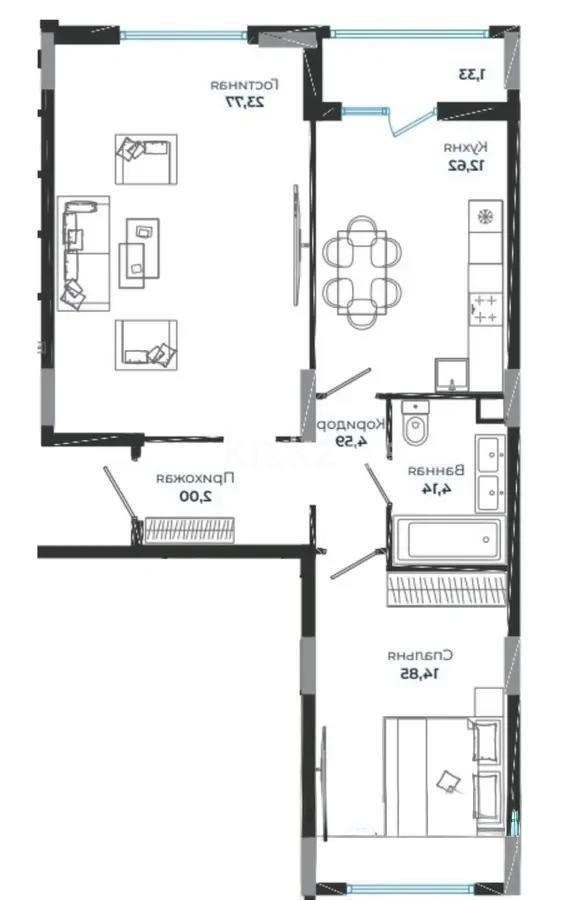 Продажа 2-комнатной квартиры, 64.2 м² в Астане - фото 5