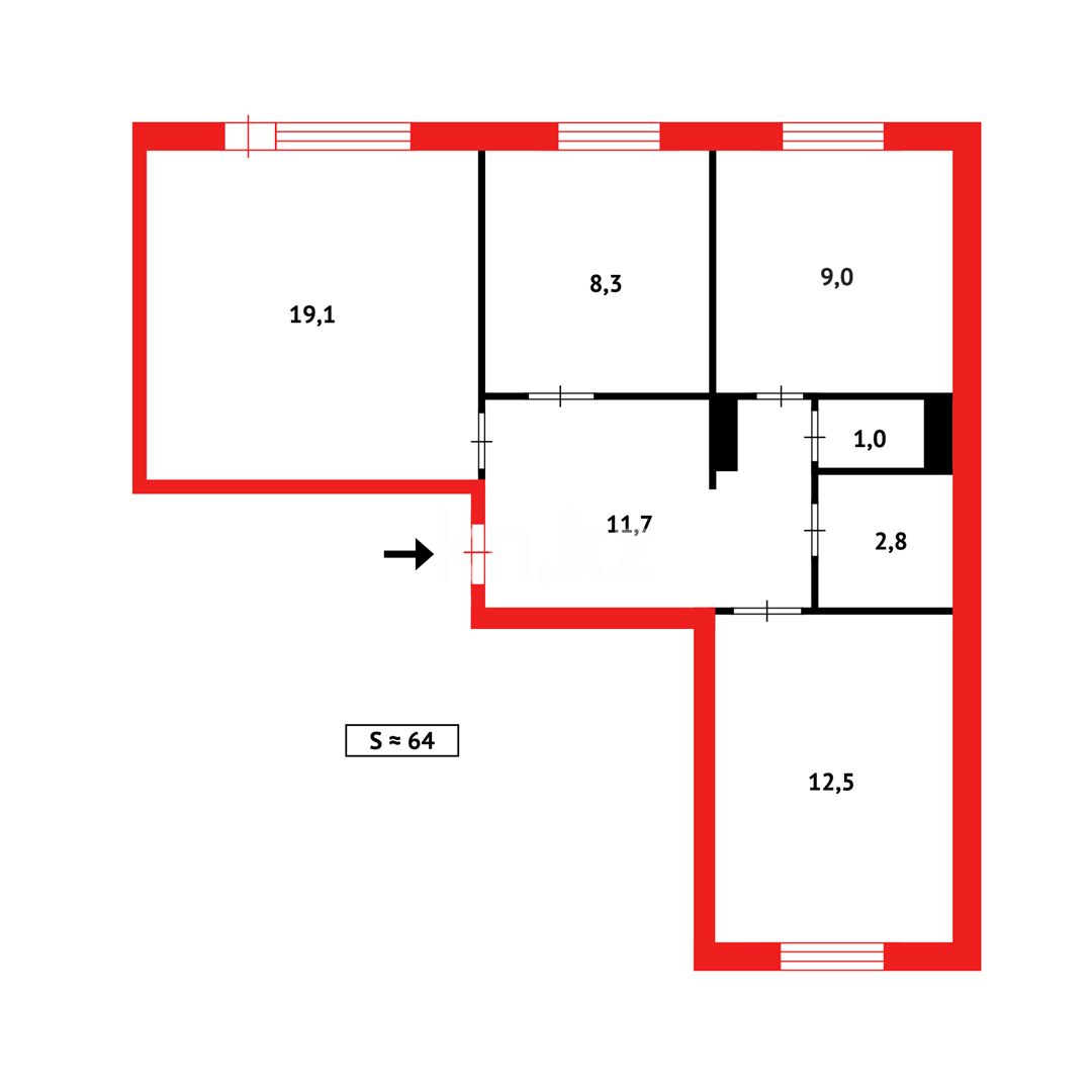 Продажа 3-комнатной квартиры, 64 м², ул. Таттимбета в Караганде - фото 16