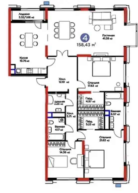 Продажа 4-комнатной квартиры, 160 м² в Астане