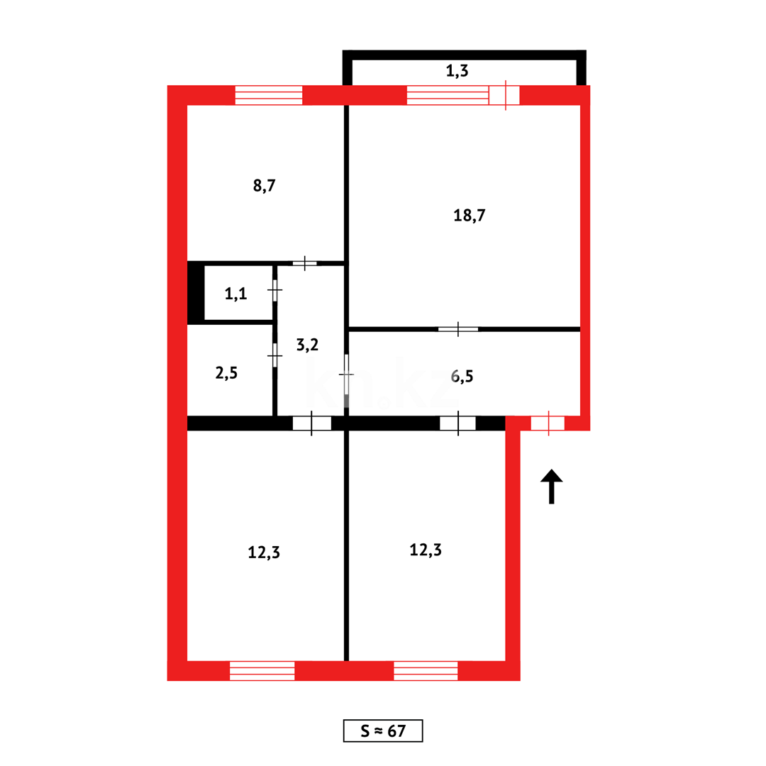 Продажа 3-комнатной квартиры, 66 м² в Абае - фото 5