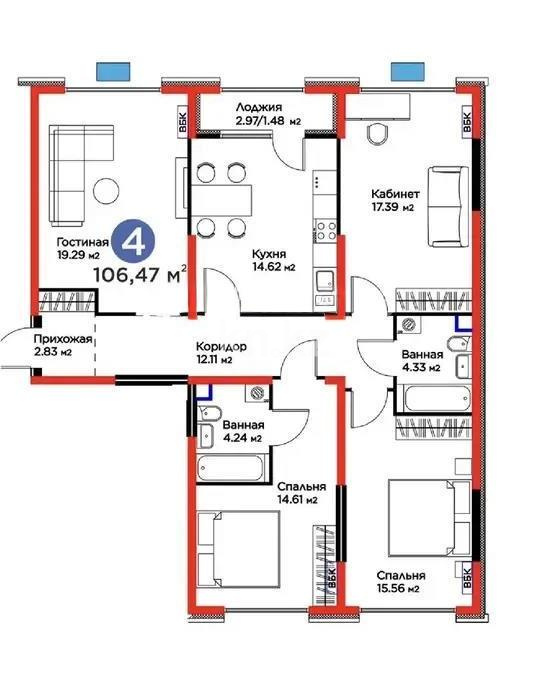 Продажа 4-комнатной квартиры, 106.47 м² в Алматы
