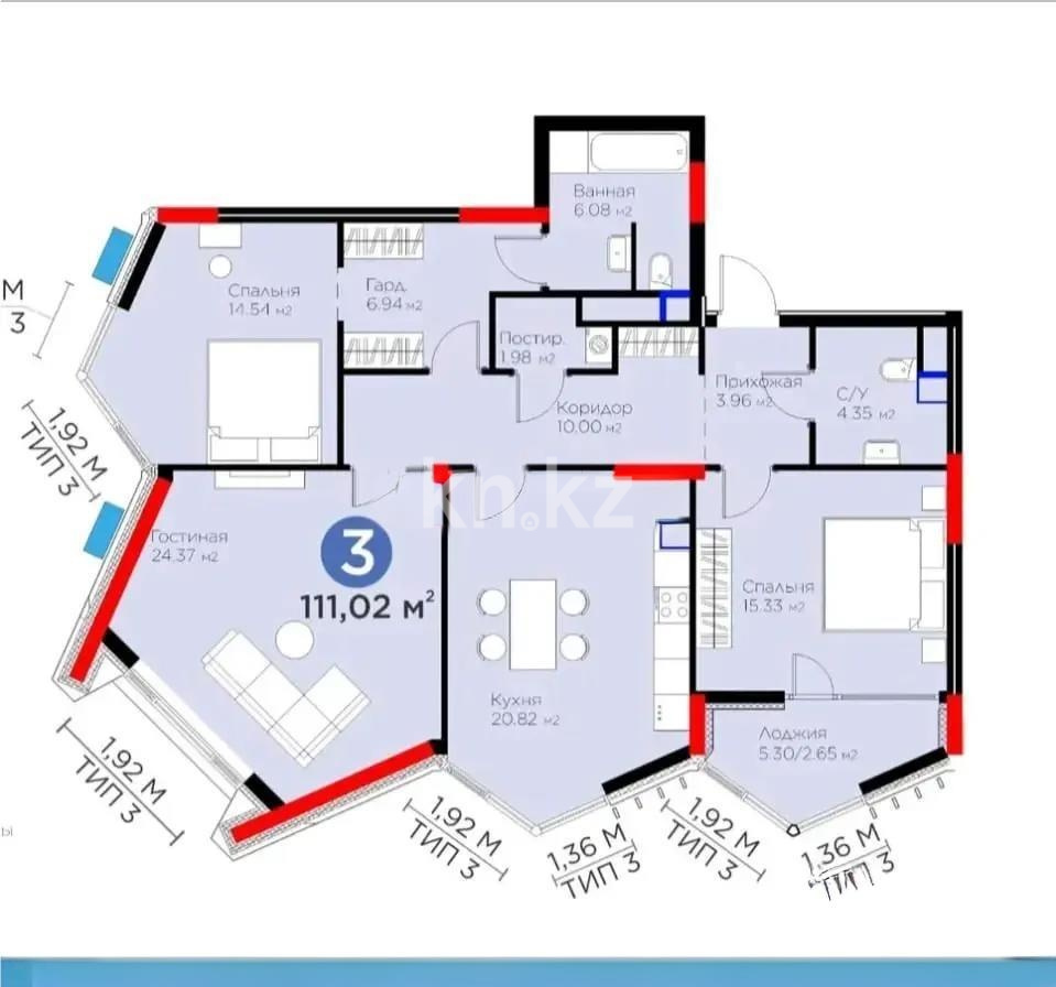 Продажа 3-комнатной квартиры, 111 м² в Астане - фото 4