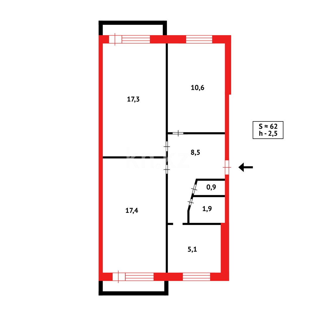 Продажа 3-комнатной квартиры, 61 м² в Темиртау - фото 13