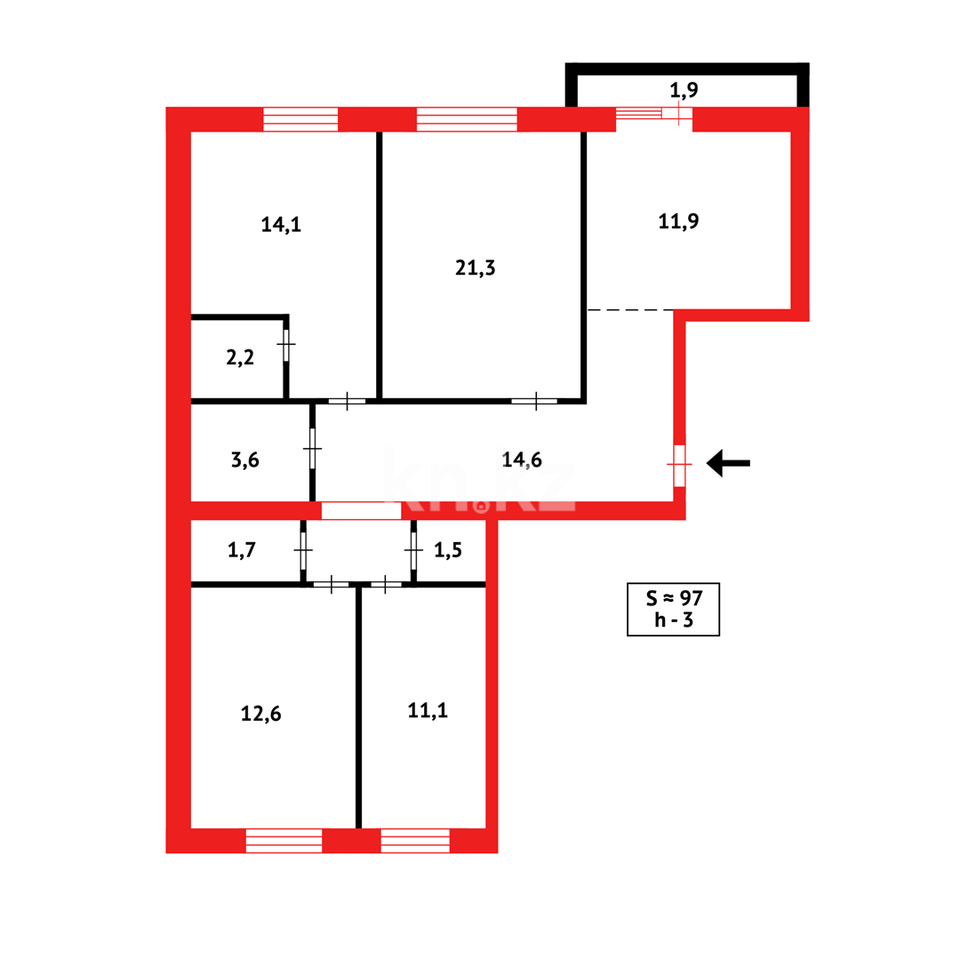 Продажа 4-комнатной квартиры, 96 м², мкр. Степной-3 в Караганде - фото 19