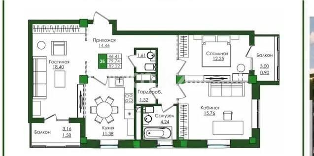 Продажа 3-комнатной квартиры, 89 м², ул. Е-779, дом  32 в Астане