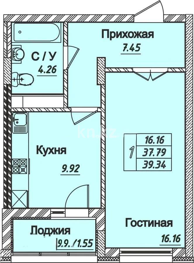 Продажа 1-комнатной квартиры, 39 м² в Астане