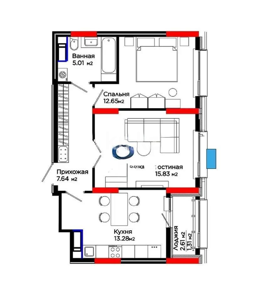 Продажа 2-комнатной квартиры, 58 м², ул. Е-899, дом  5 стр в Астане
