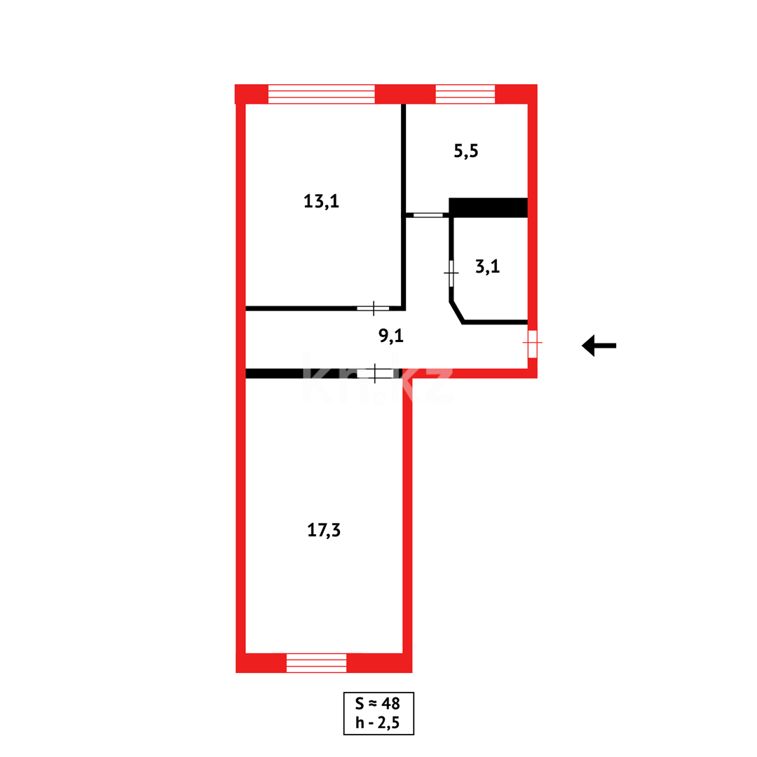 Продажа 2-комнатной квартиры, 48 м² в Темиртау - фото 10