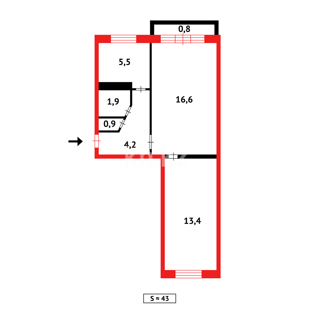 Продажа 2-комнатной квартиры, 45 м² в Темиртау - фото 8